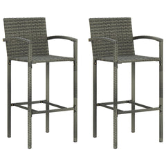 Bar Stools Poly Rattan Grey 2