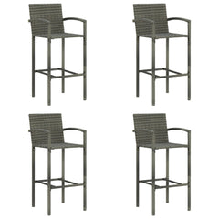 Bar Stools Poly Rattan Grey 4