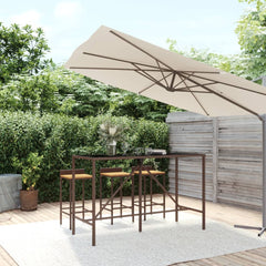 Bar Table with Glass Top Poly Rattan Brown 180 x 70 x 110 cm
