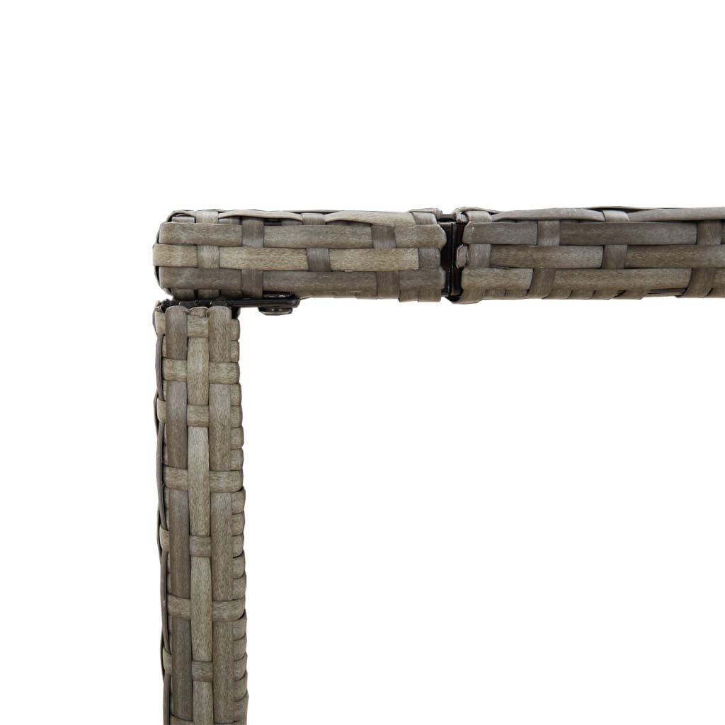 Bar Table with Glass Top Poly Rattan Grey 180 x 70 x 110 cm
