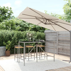 Bar Table with Glass Top Poly Rattan Grey 180 x 70 x 110 cm
