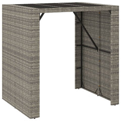 Bar Table with Glass Top Poly Rattan Grey 105 x 80 x 110 cm