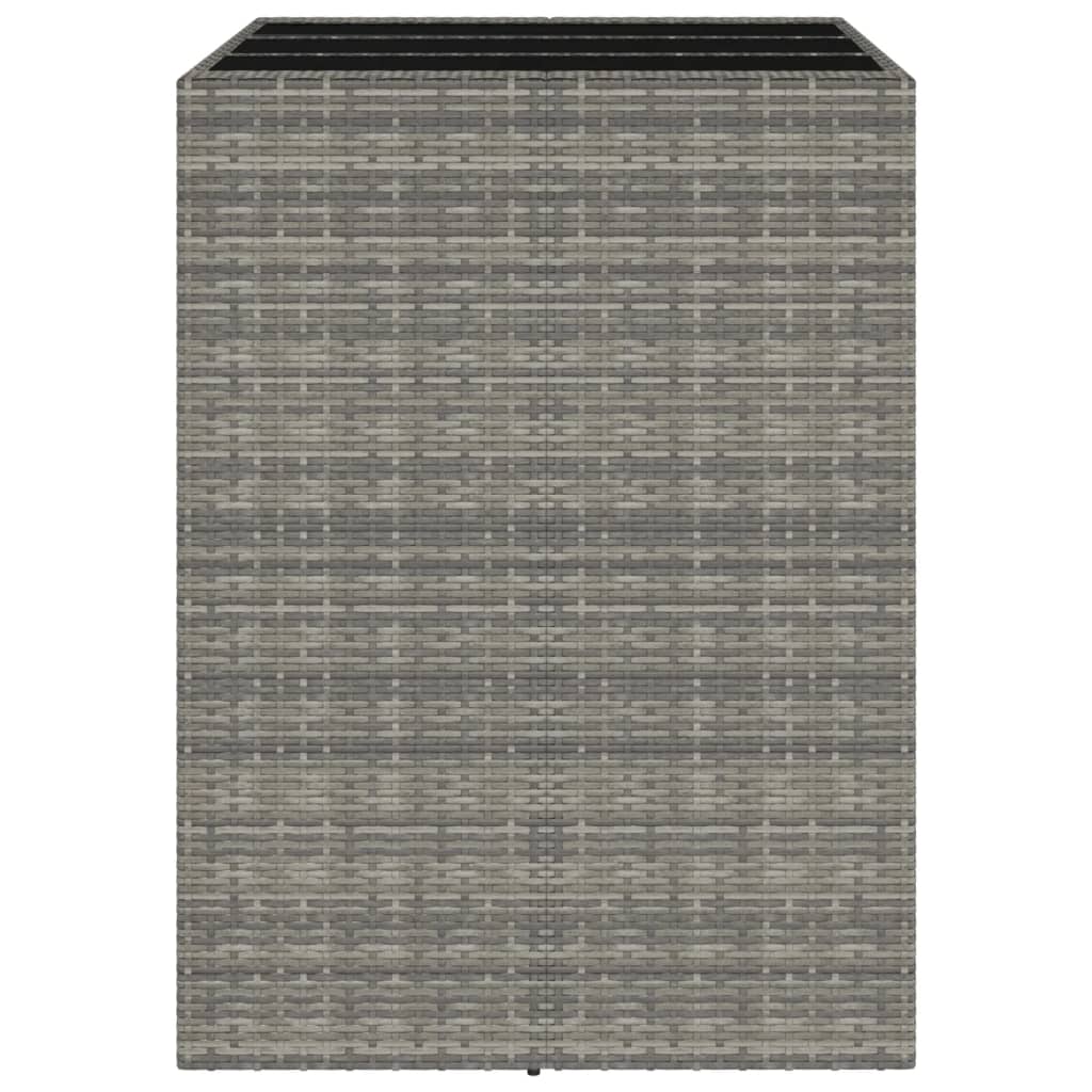 Bar Table with Glass Top Poly Rattan Grey 105 x 80 x 110 cm