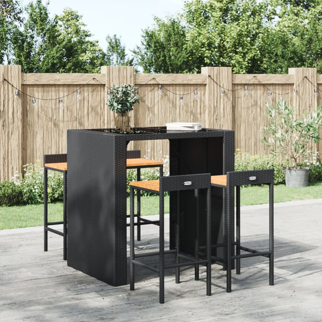 vidaXL Bar Stools Poly Rattan and Solid Wood Acacia
