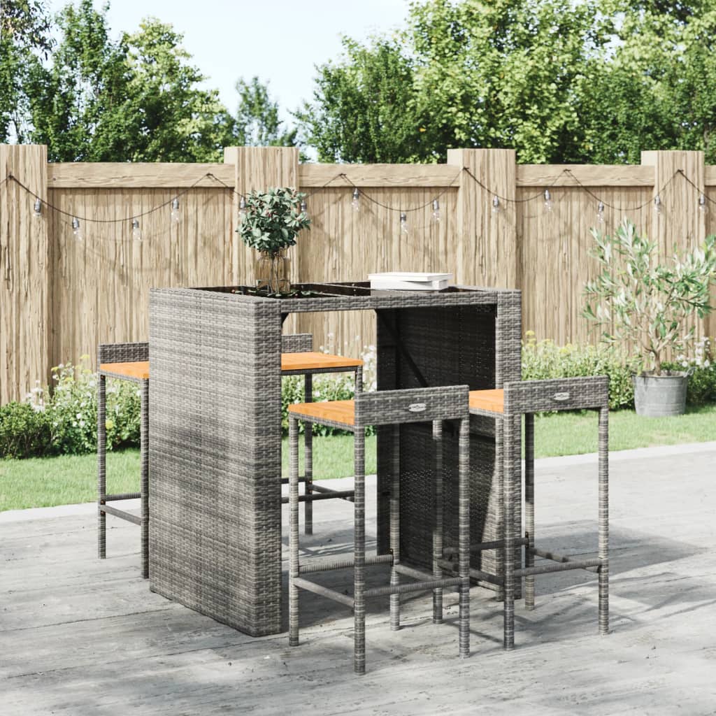 vidaXL Bar Stools Poly Rattan and Solid Wood Acacia