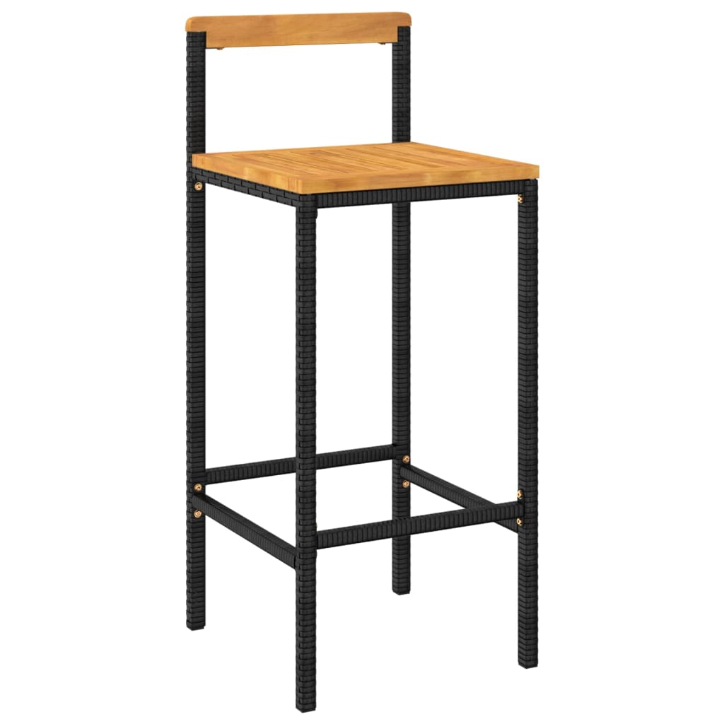 Bar Stools Poly Rattan and Solid Wood Acacia