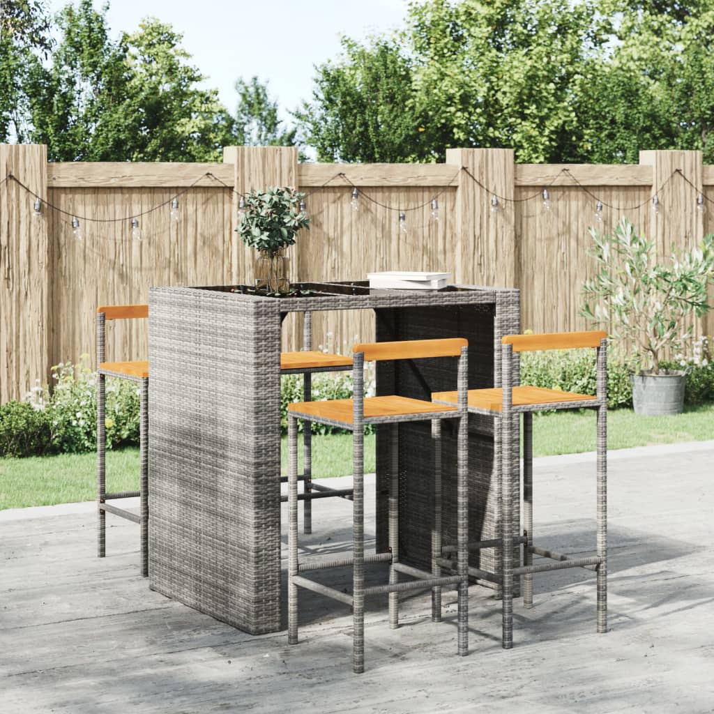 vidaXL Bar Stools Poly Rattan and Solid Wood Acacia