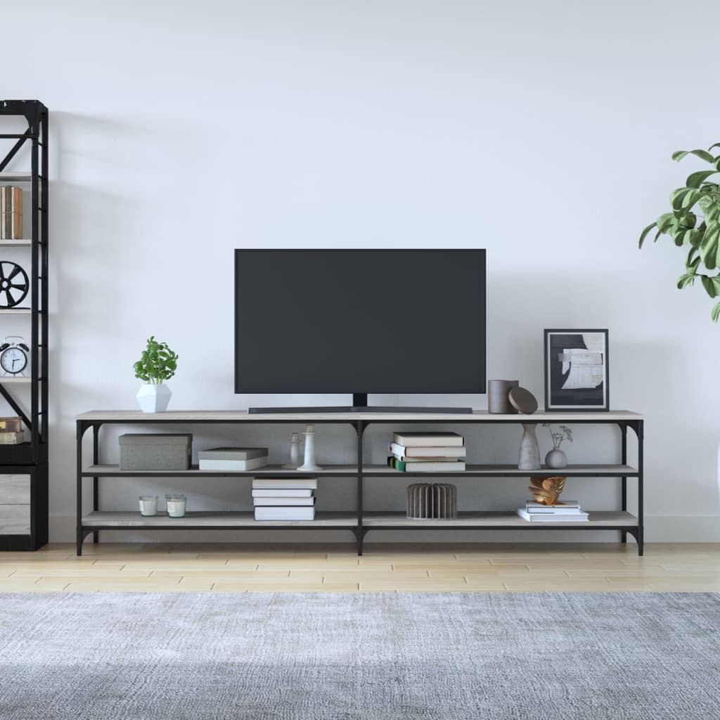 vidaXL TV Cabinet Grey Sonoma 200x30x50 cm Engineered Wood and Metal 3