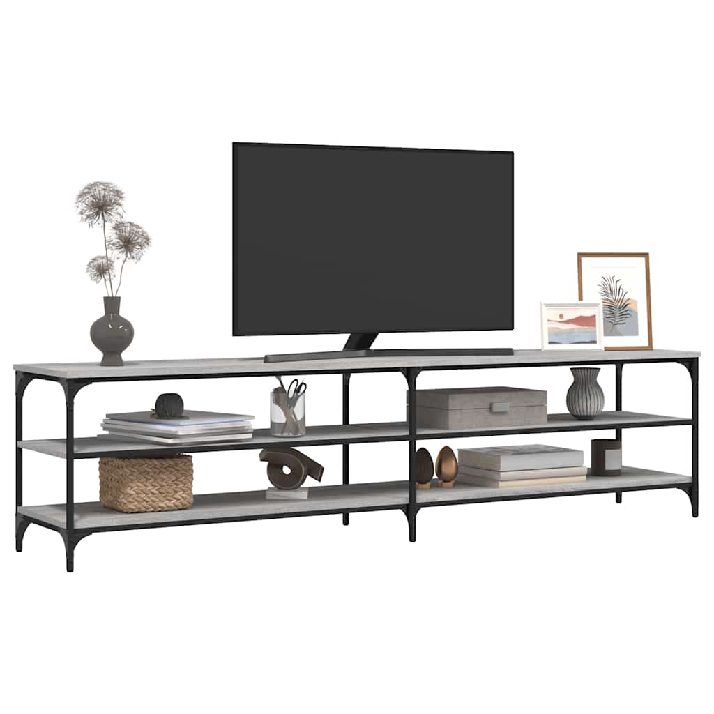 vidaXL TV Cabinet Grey Sonoma 200x30x50 cm Engineered Wood and Metal 4