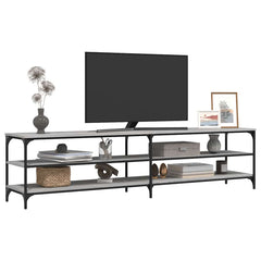 vidaXL TV Cabinet Grey Sonoma 200x30x50 cm Engineered Wood and Metal 4