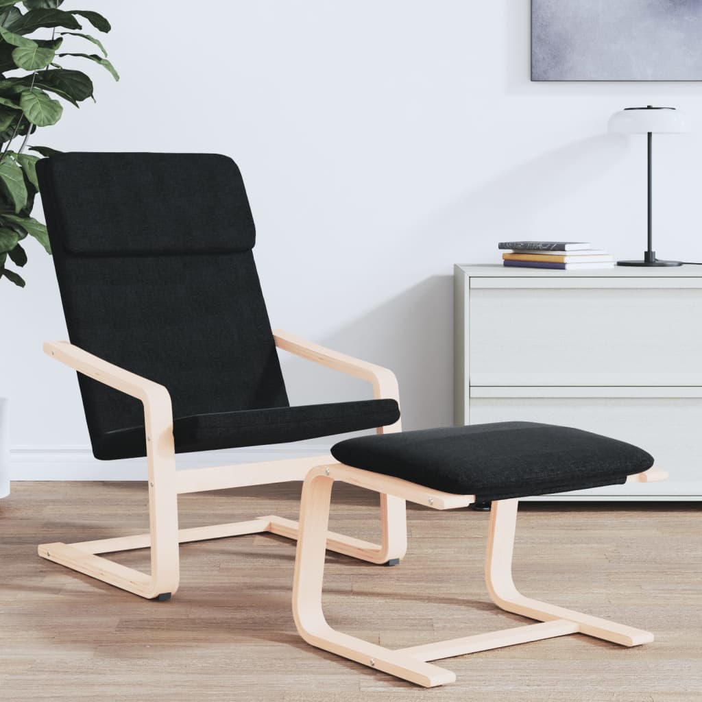 vidaXL Relaxing Chair Black Fabric 3