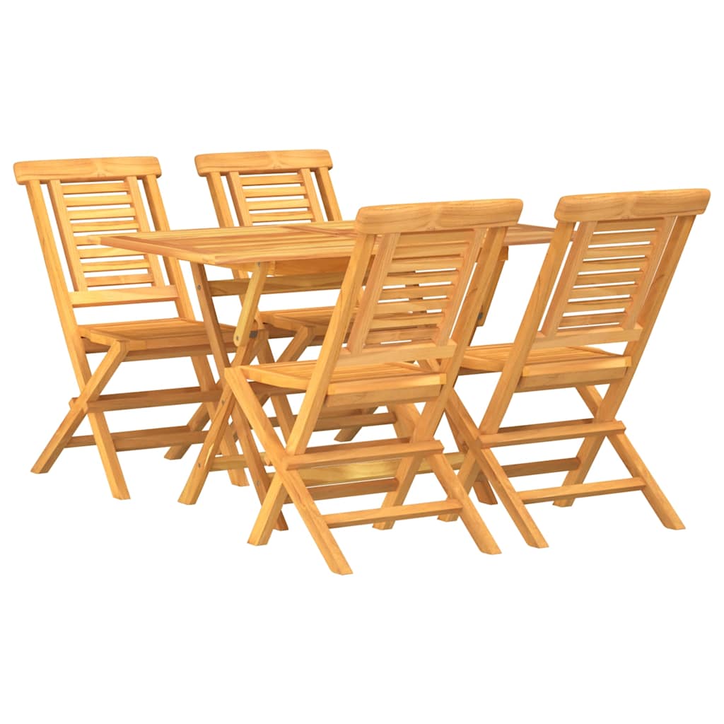 5 Piece Garden Dining Set Solid Wood Teak Without armrest 4