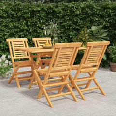 5 Piece Garden Dining Set Solid Wood Teak Without armrest 4