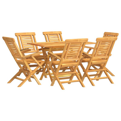 7 Piece Garden Dining Set Solid Wood Teak