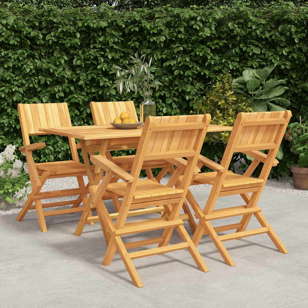5 Piece Garden Dining Set Solid Wood Teak 4
