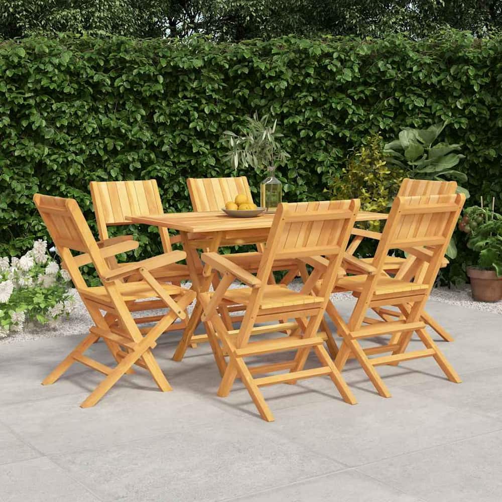 5 Piece Garden Dining Set Solid Wood Teak 6