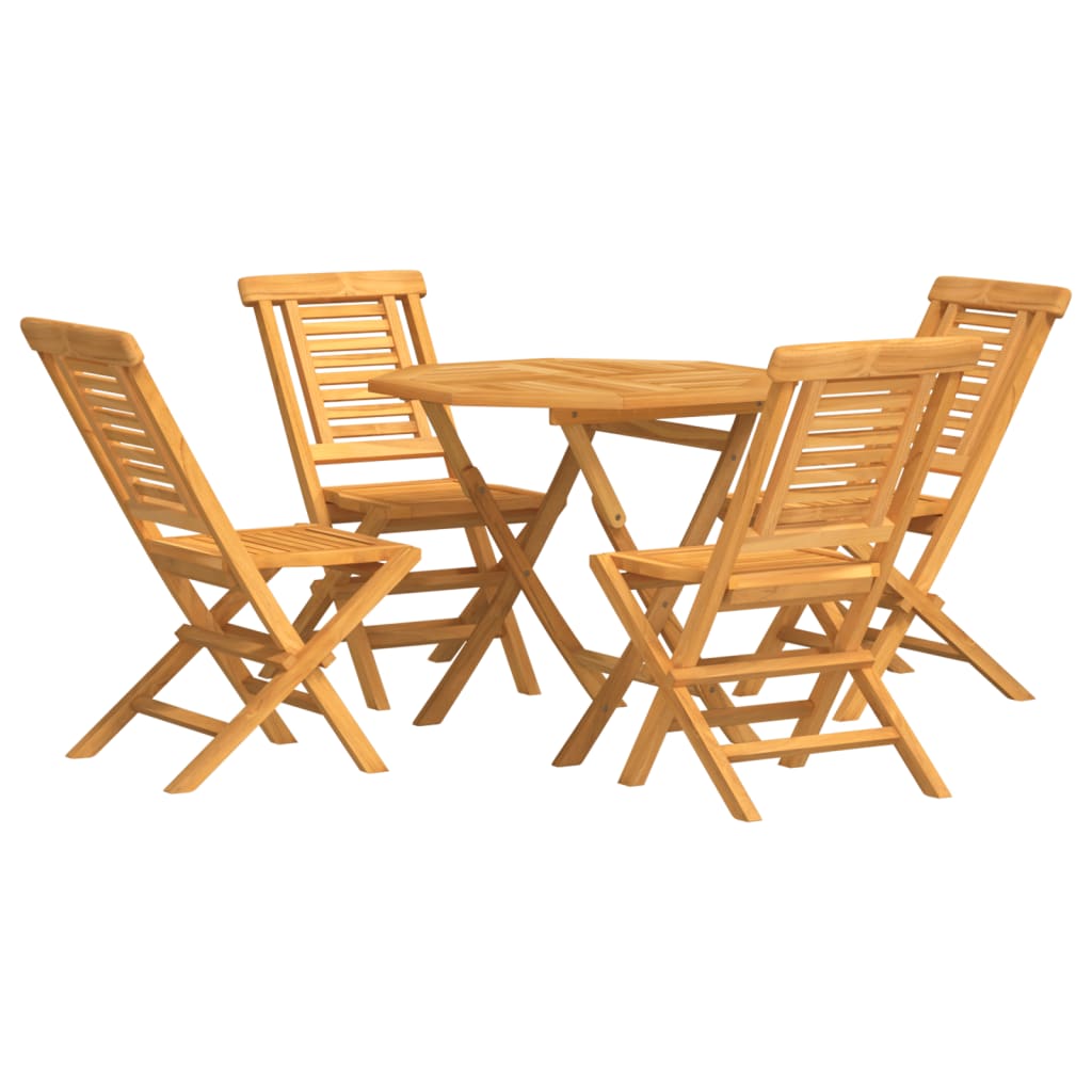 5 Piece Garden Dining Set Solid Wood Teak Without armrest