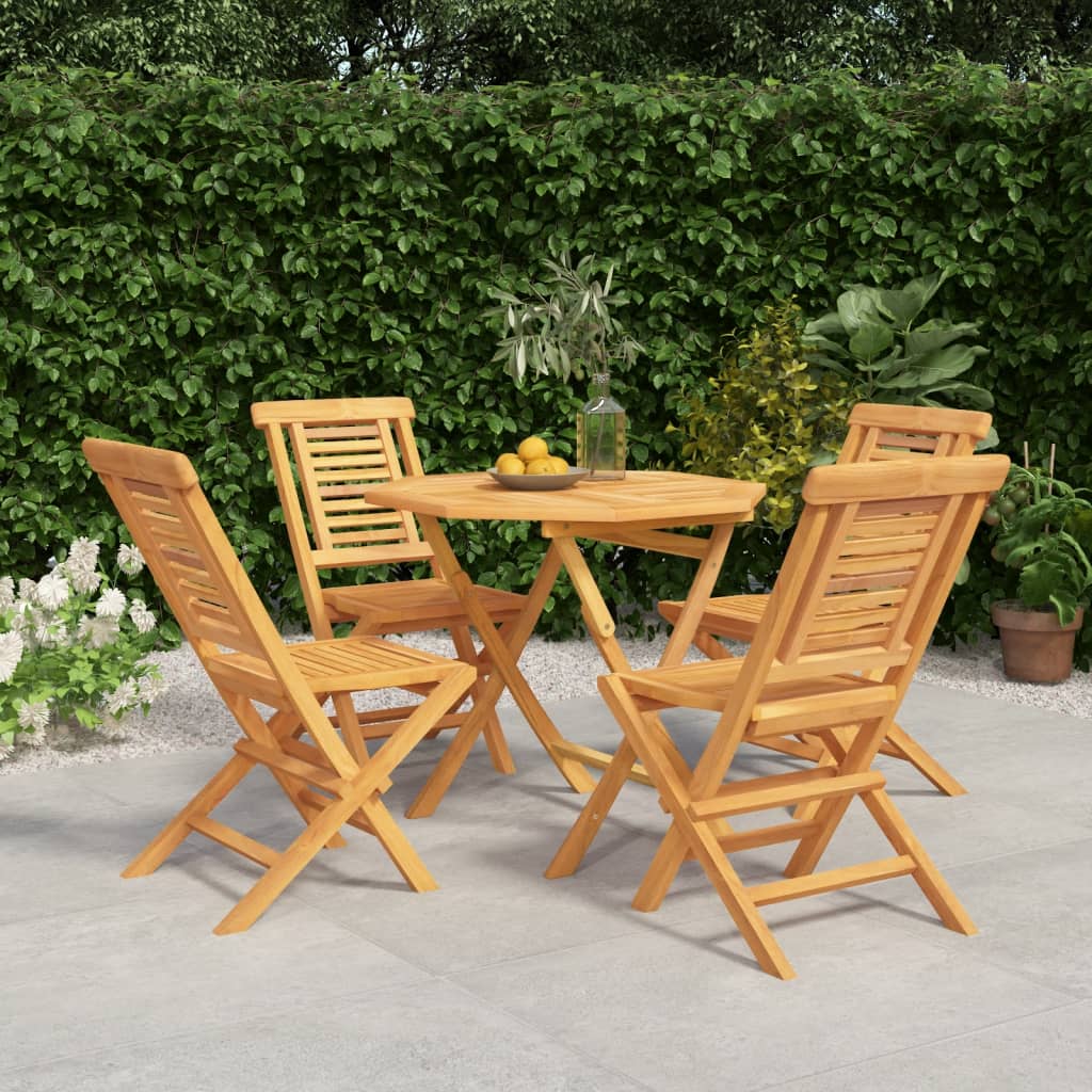 5 Piece Garden Dining Set Solid Wood Teak Without armrest