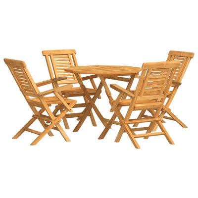 5 Piece Garden Dining Set Solid Wood Teak