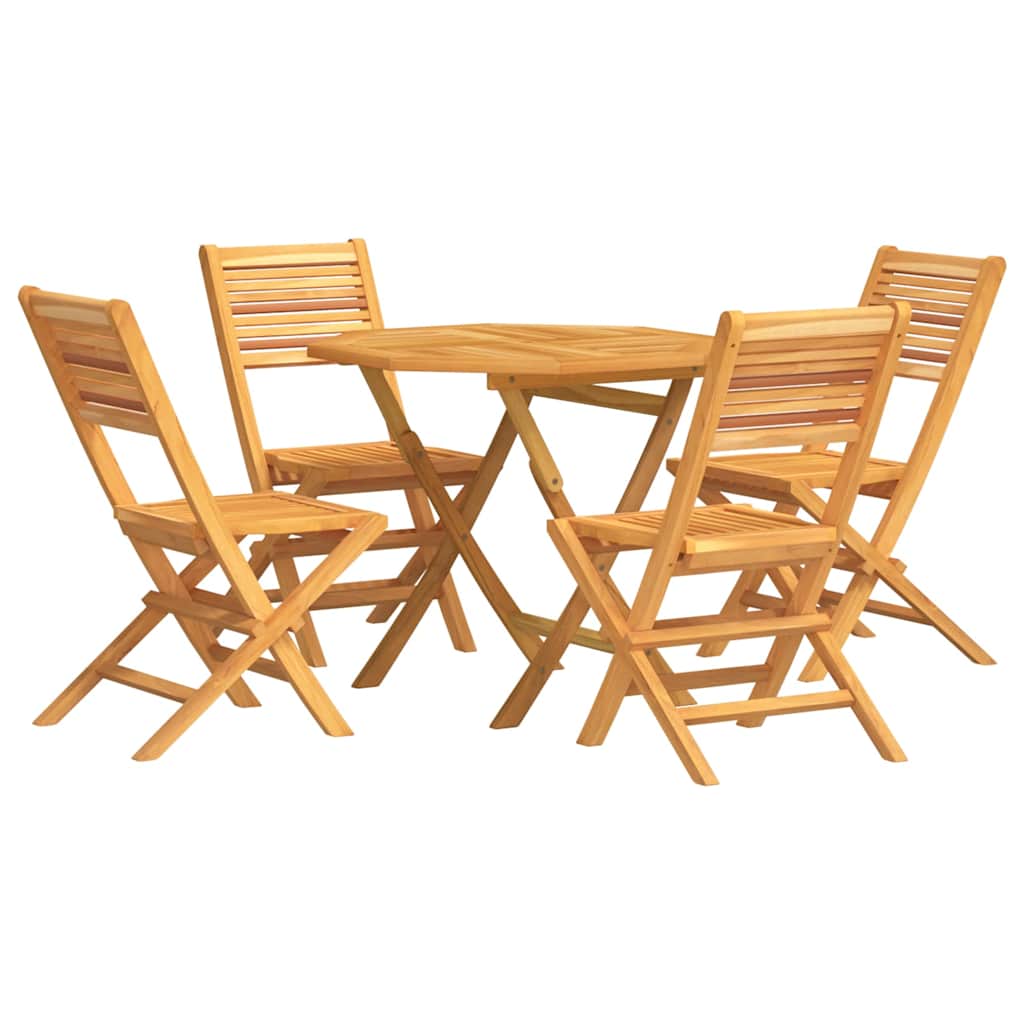 5 Piece Garden Dining Set Solid Wood Teak Without armrest