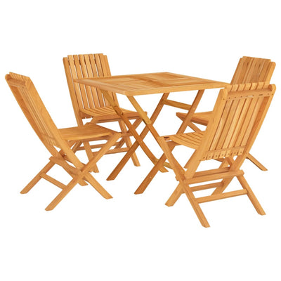 5 Piece Garden Dining Set Solid Wood Teak