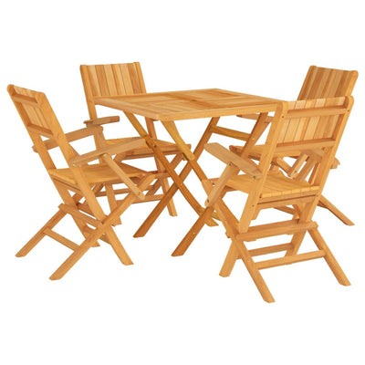 5 Piece Garden Dining Set Solid Wood Teak