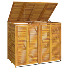 Single Garbage Bin Shed 70x89x117 cm Solid Wood Acacia 2 bins