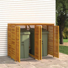 Single Garbage Bin Shed 70x89x117 cm Solid Wood Acacia 2 bins