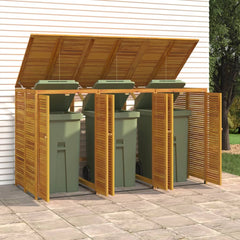 Single Garbage Bin Shed 70x89x117 cm Solid Wood Acacia 3 bins
