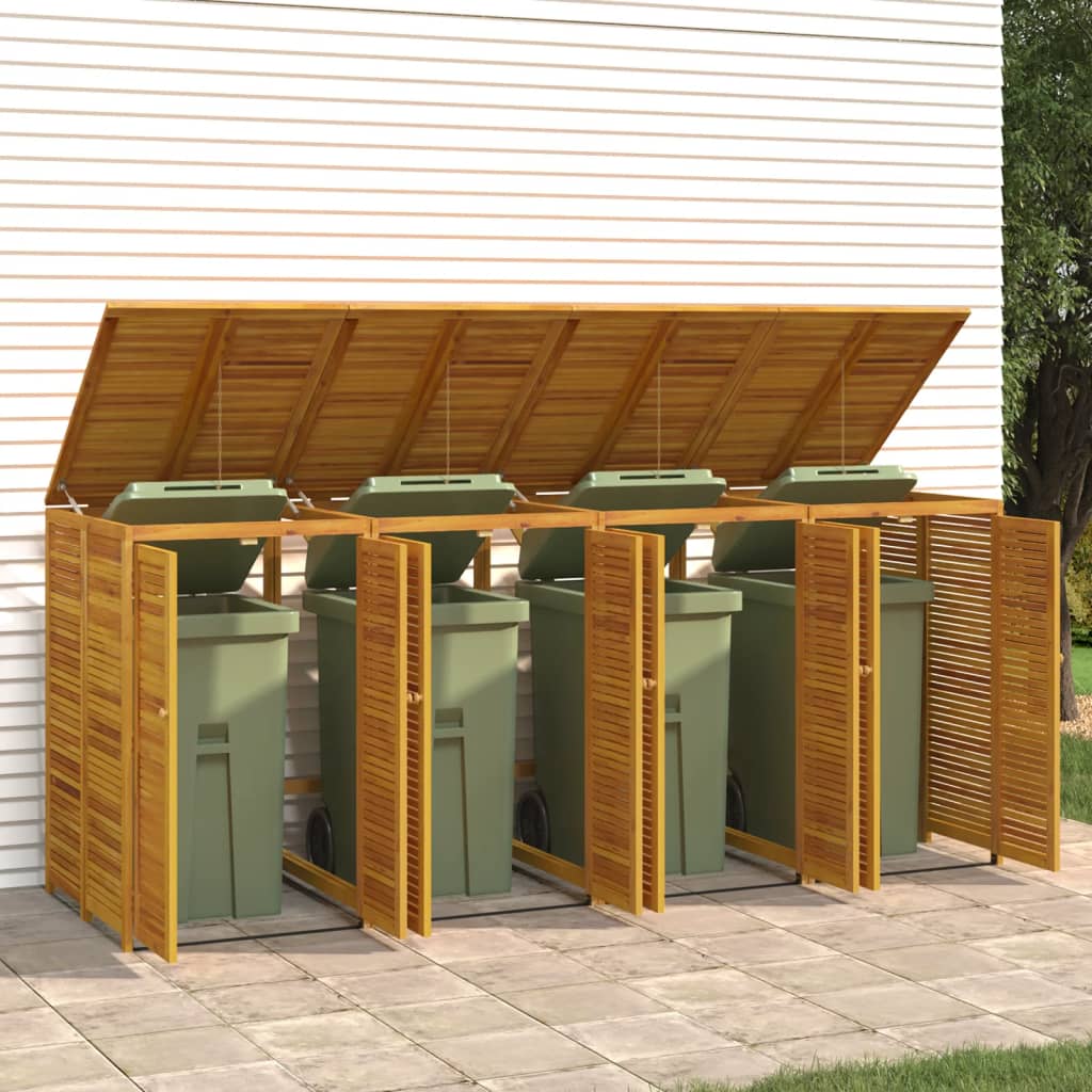 Single Garbage Bin Shed 70x89x117 cm Solid Wood Acacia 4 bins