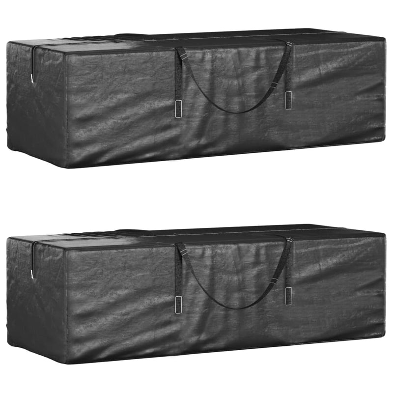 Garden Cushion Storage Bags 2 pcs Black 135x40x55 cm Polyethylene