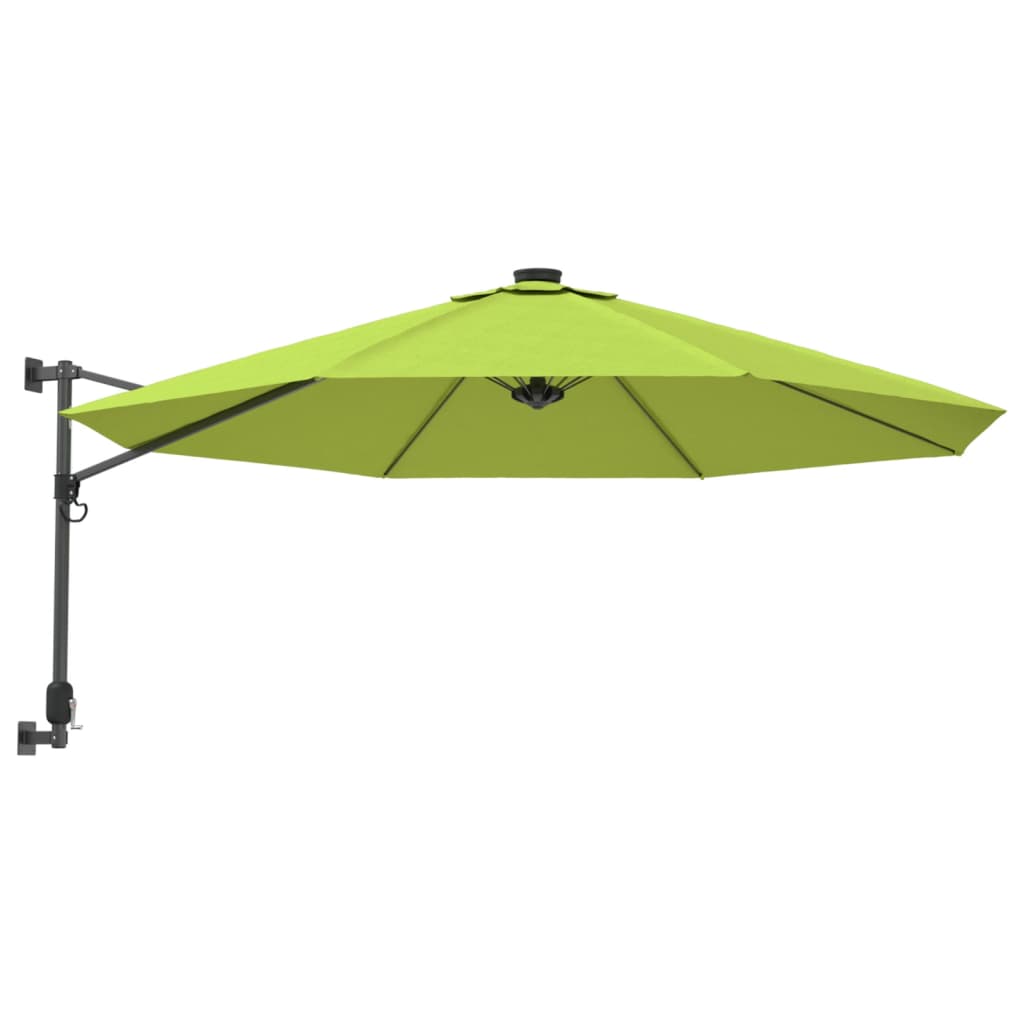 vidaXL Wall-mounted Parasol with LEDs Apple Green 290cm 2
