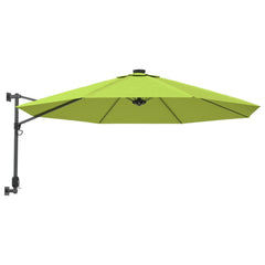 vidaXL Wall-mounted Parasol with LEDs Apple Green 290cm 2