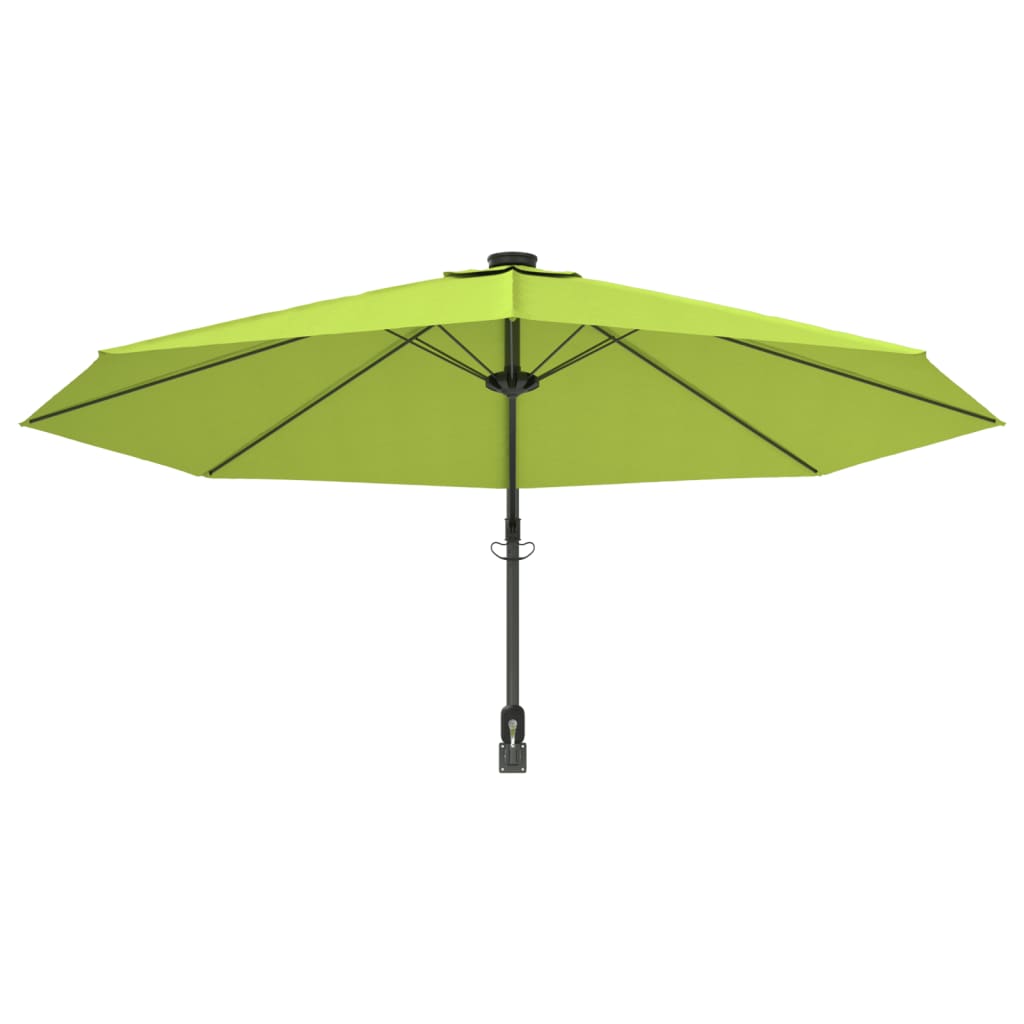 vidaXL Wall-mounted Parasol with LEDs Apple Green 290cm 6