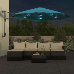 vidaXL Wall-mounted Parasol with LEDs Sea Blue 290cm 3