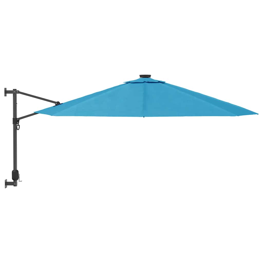 vidaXL Wall-mounted Parasol with LEDs Sea Blue 290cm 4