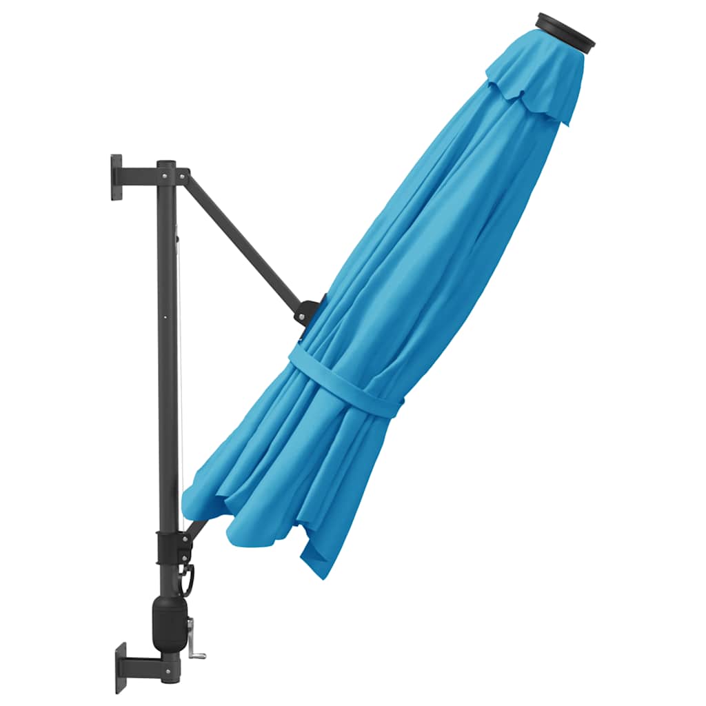 vidaXL Wall-mounted Parasol with LEDs Sea Blue 290cm 5