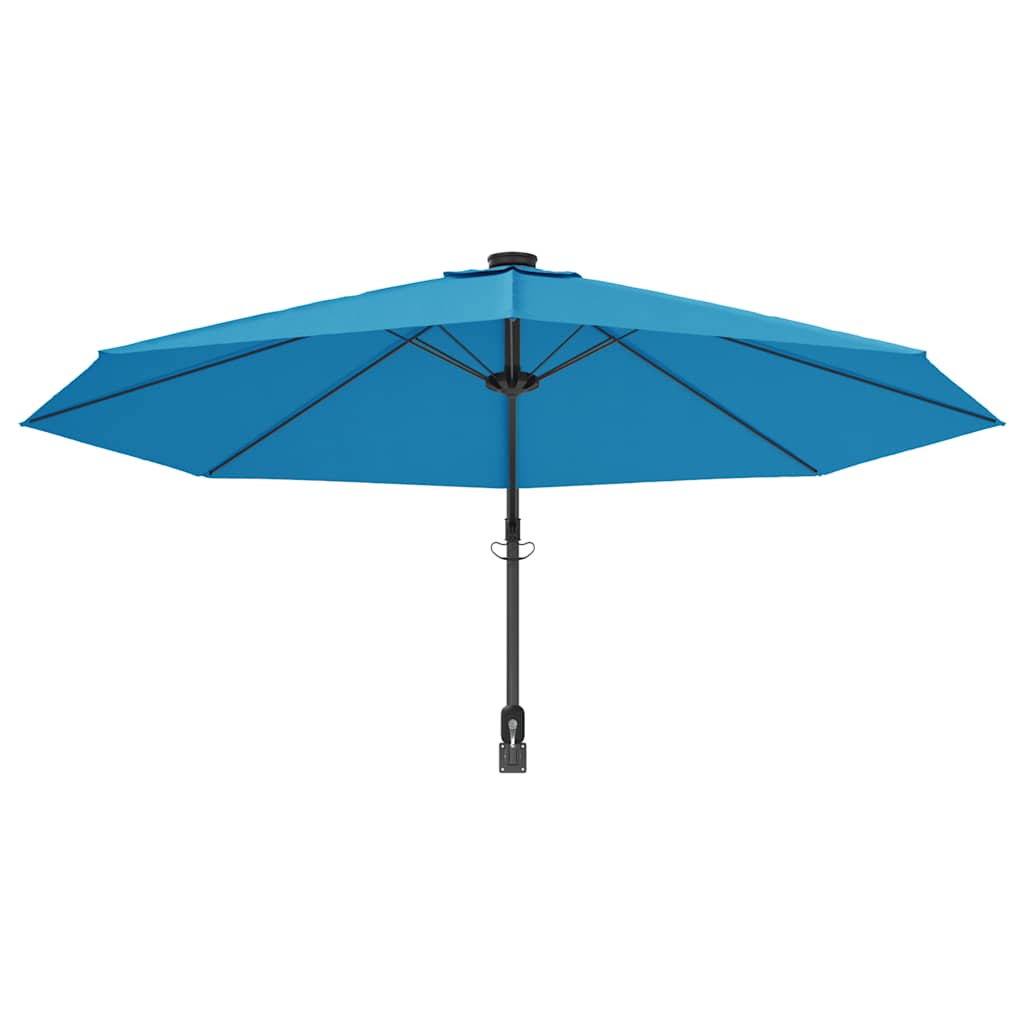 vidaXL Wall-mounted Parasol with LEDs Sea Blue 290cm 6