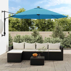 vidaXL Wall-mounted Parasol with LEDs Sea Blue 290cm 1