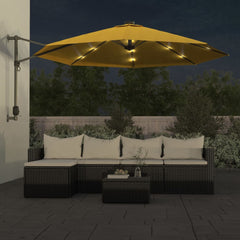 vidaXL Wall-mounted Parasol with LEDs Yellow 290cm 3