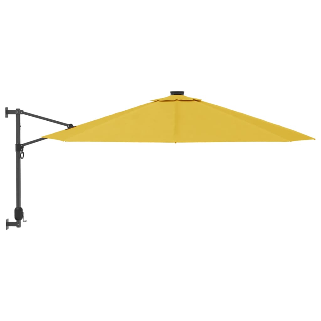 vidaXL Wall-mounted Parasol with LEDs Yellow 290cm 4