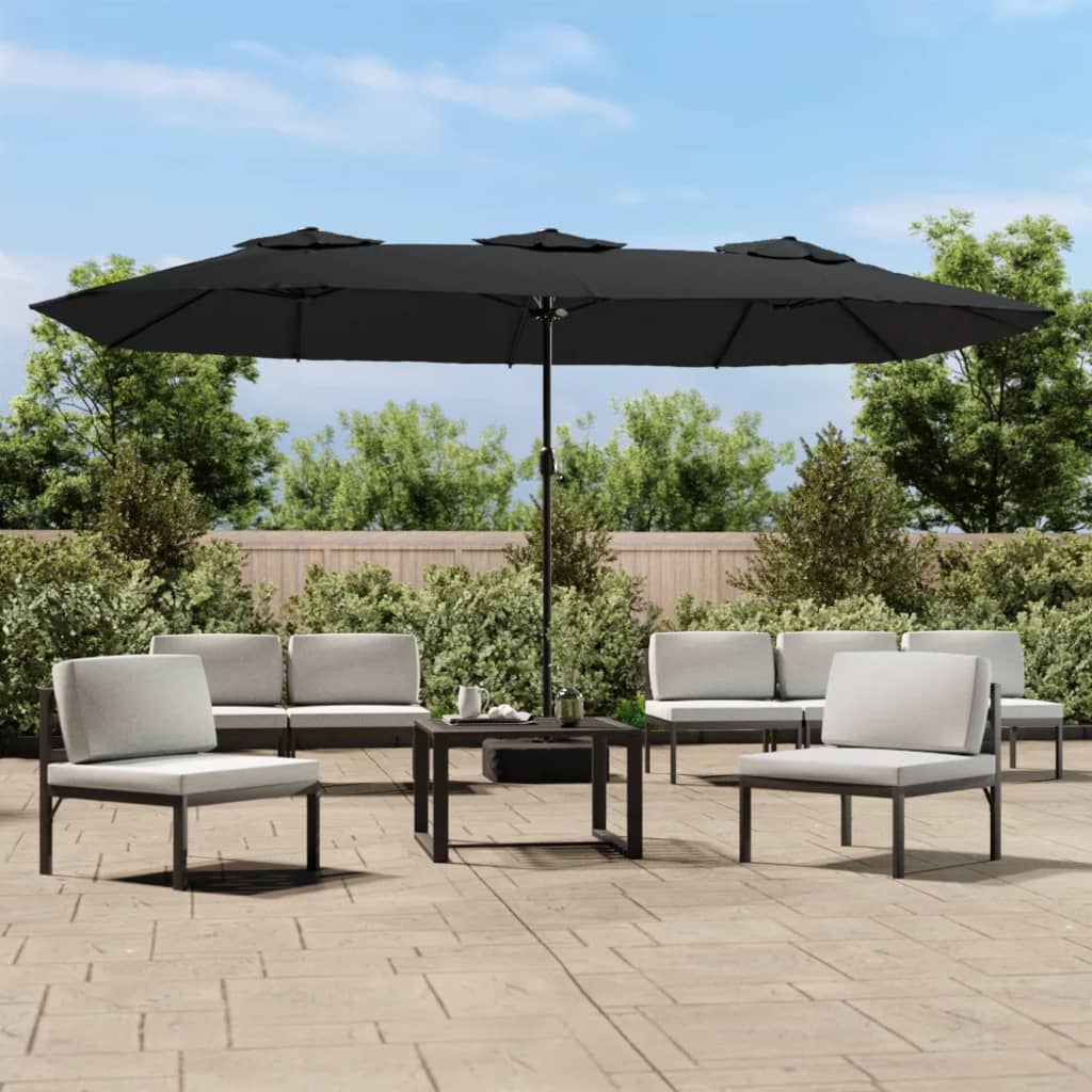 vidaXL Double-Head Garden Parasol Black 449x265 cm 1
