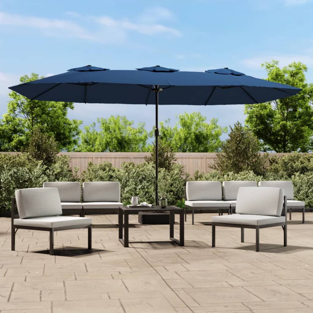 vidaXL Double-Head Garden Parasol Azure Blue 449x265 cm 1