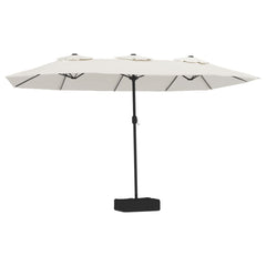 vidaXL Double-Head Garden Parasol with LEDs Sand White 449x265 cm 2