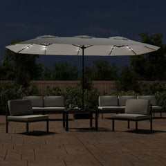 vidaXL Double-Head Garden Parasol with LEDs Sand White 449x265 cm 3