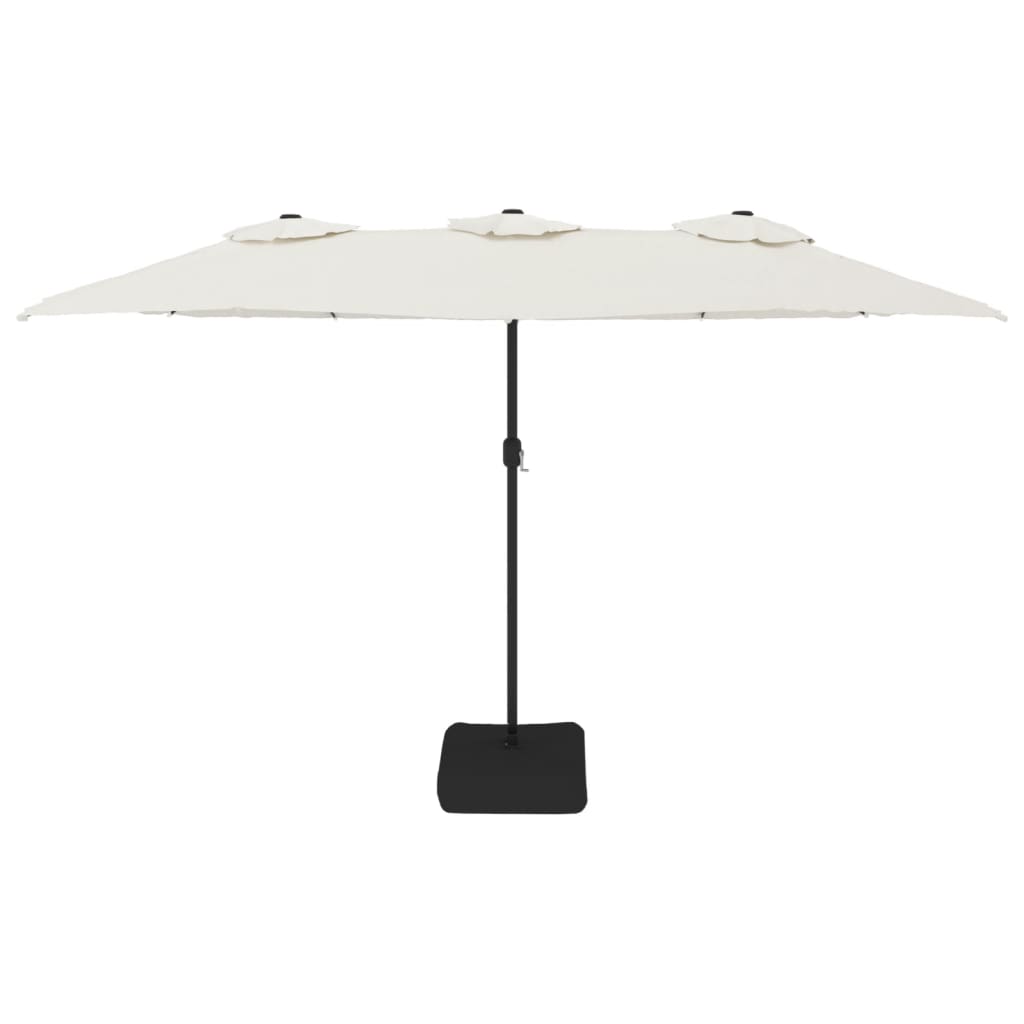 vidaXL Double-Head Garden Parasol with LEDs Sand White 449x265 cm 4