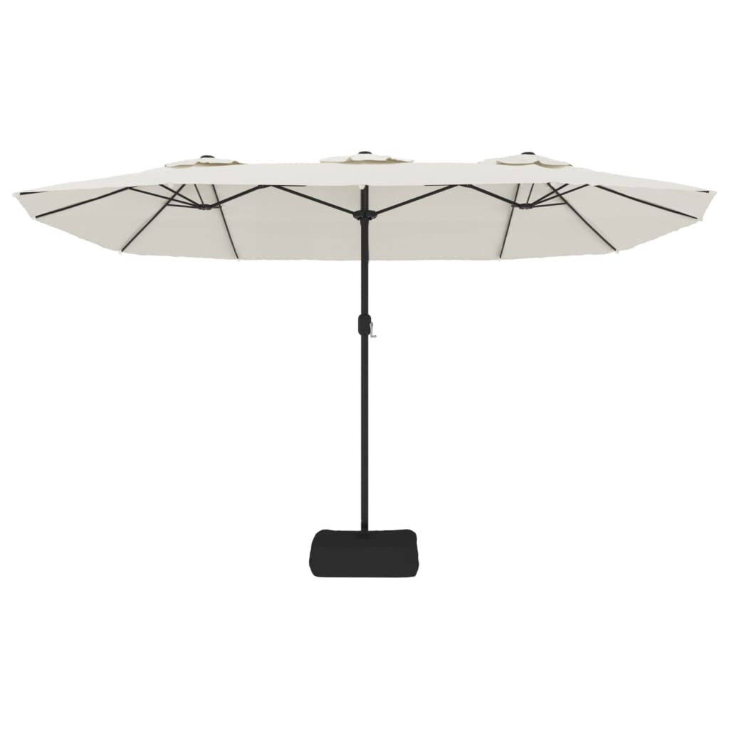 vidaXL Double-Head Garden Parasol with LEDs Sand White 449x265 cm 5