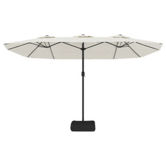 vidaXL Double-Head Garden Parasol with LEDs Sand White 449x265 cm 5