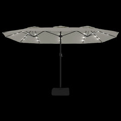 vidaXL Double-Head Garden Parasol with LEDs Sand White 449x265 cm 6