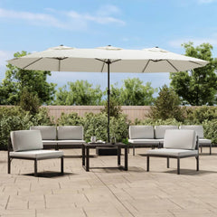 vidaXL Double-Head Garden Parasol with LEDs Sand White 449x265 cm 1